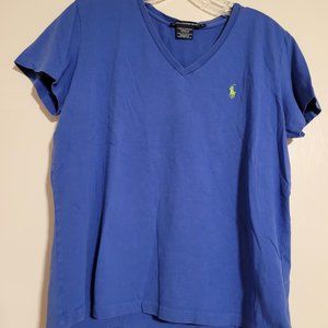 Polo by Ralph Lauren V-neck t-shirt, women's, size L, blue
